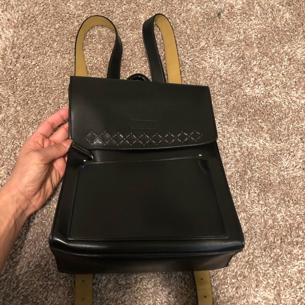 Vegan leather black backpack